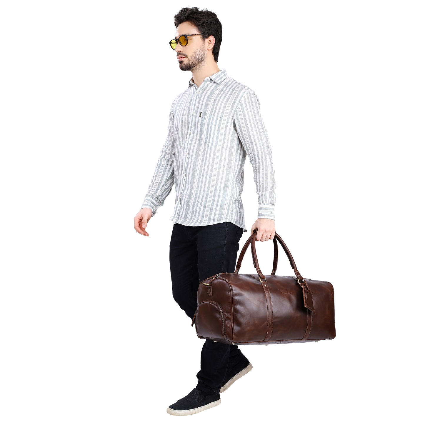 Leather Duffle Bag Men Personalized Weekender Bag Luggage 