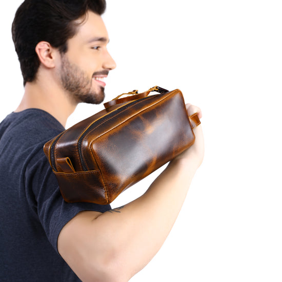 Personalized Leather Groomsmen Toiletry Bag