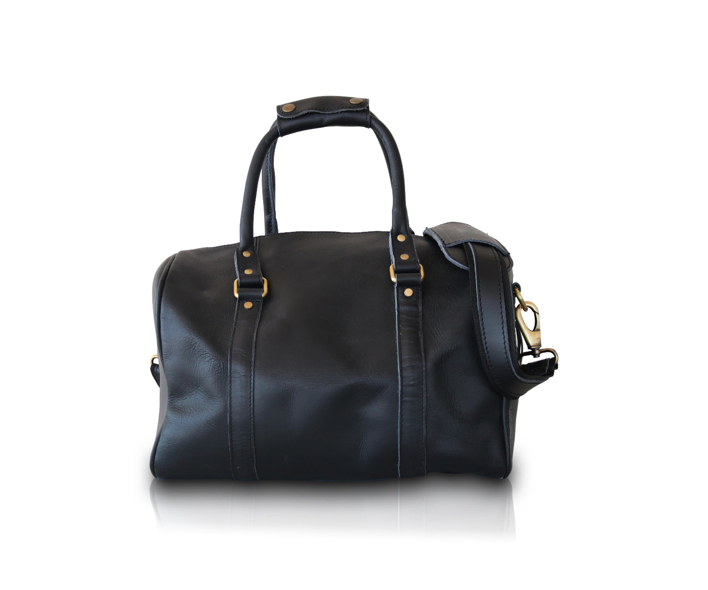 Leather Duffle Bag Black Travel Bag Personalized Black 
