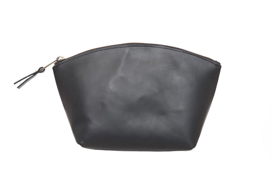 Load image into Gallery viewer, Leather Eclipse Makeup Bag | Black
