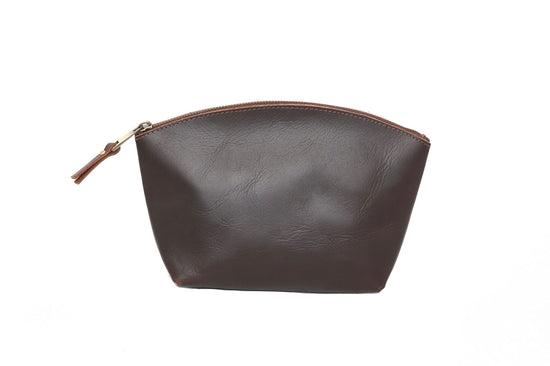 Leather Eclipse Makeup Bag | Dark Brown