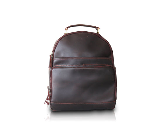 Load image into Gallery viewer, Leather Backpack w/ Laptop Compartment | Dark Brown
