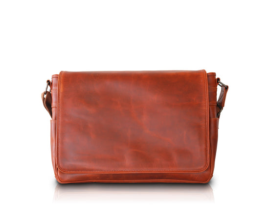 Leather Messenger Briefcase | Light Brown