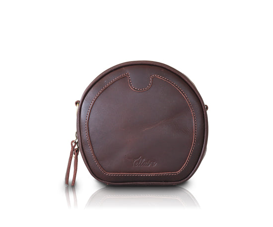 Load image into Gallery viewer, Leather Circle Crossbody Bag | Dark Brown
