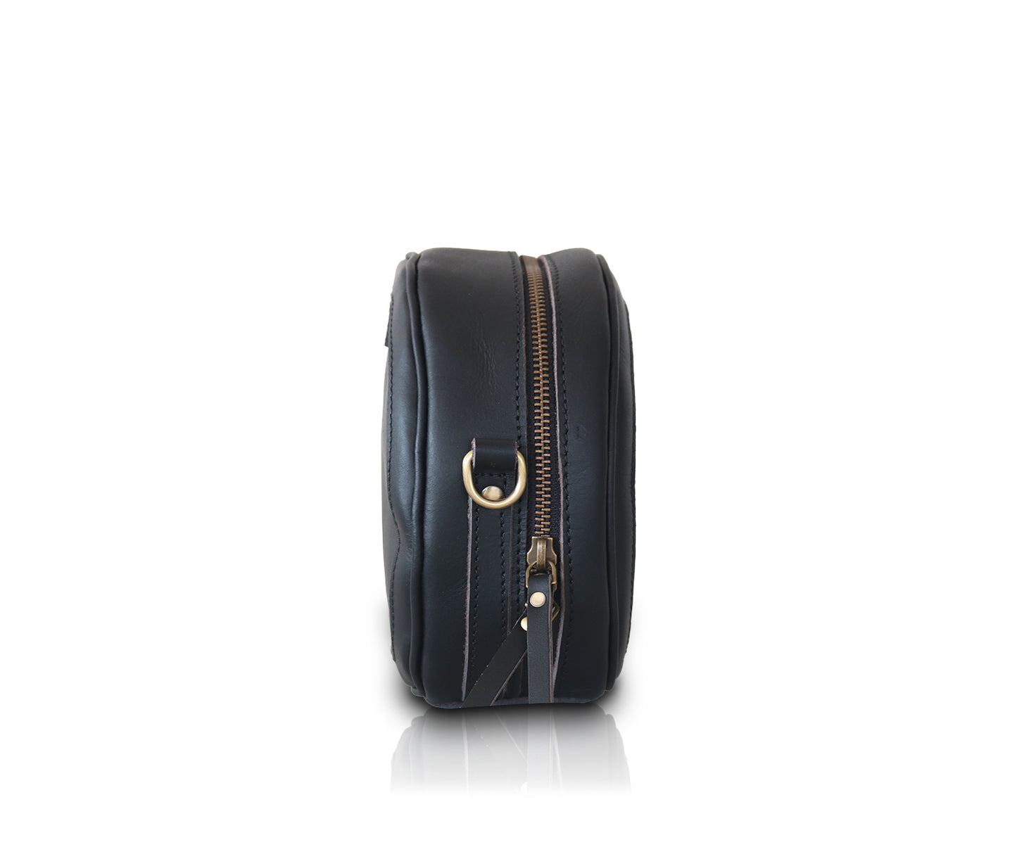 Leather Circle Crossbody Bag | Black