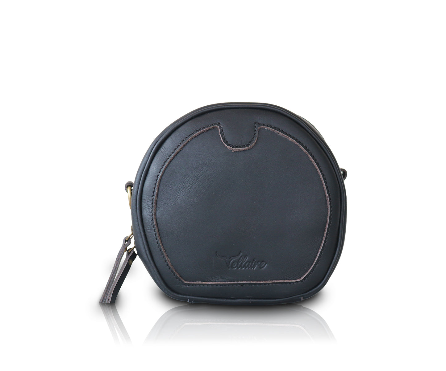 Leather Circle Crossbody Bag | Black