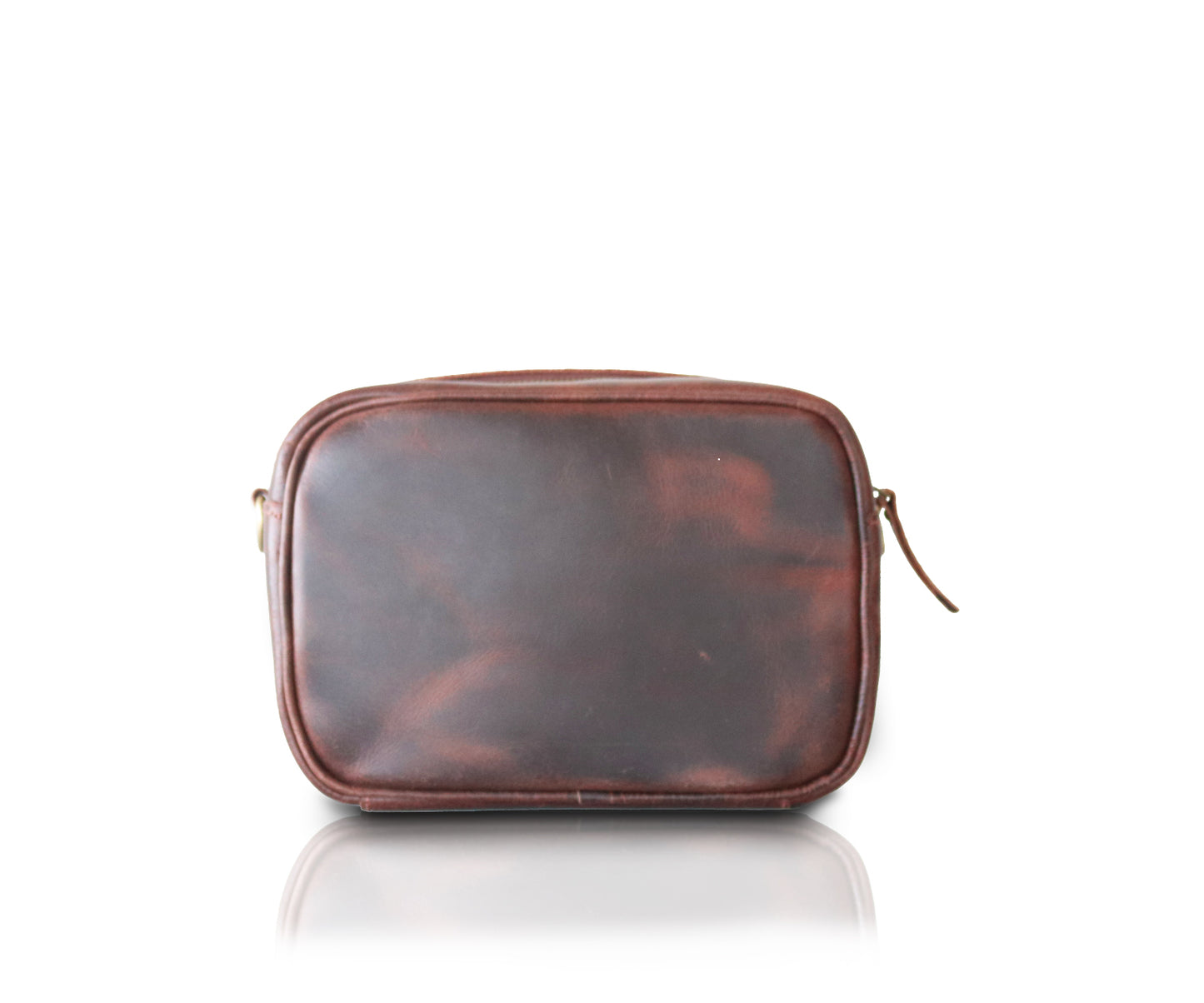 Leather Small Zippered Bag - Antique Brown