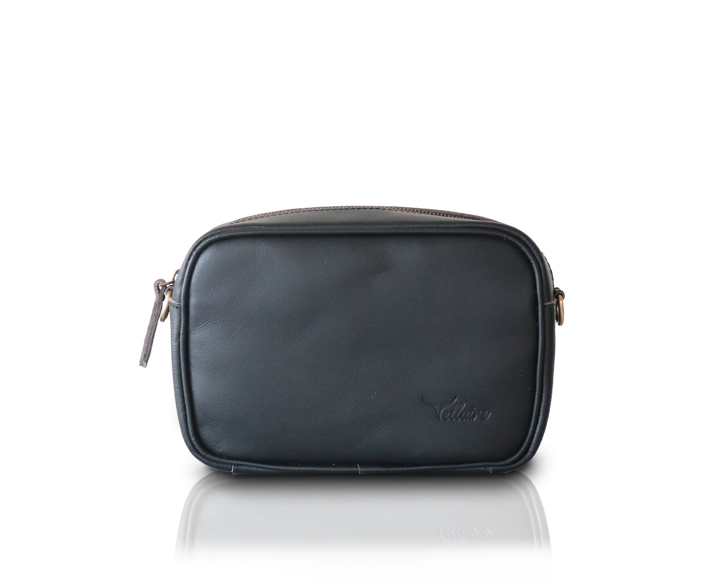 Load image into Gallery viewer, Leather Small Zippered Bag - Black
