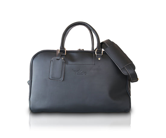 Leather Square Duffle Bag | Black