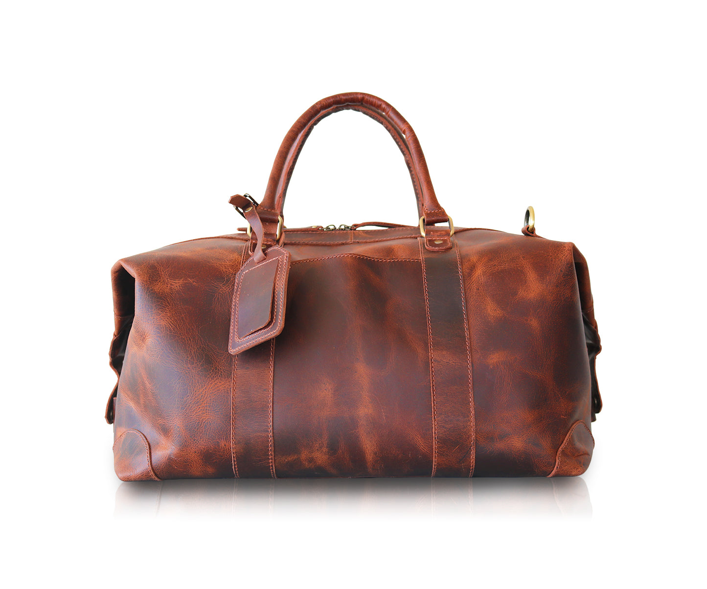 Leather Side Punch Duffle Bag | Antique Brown