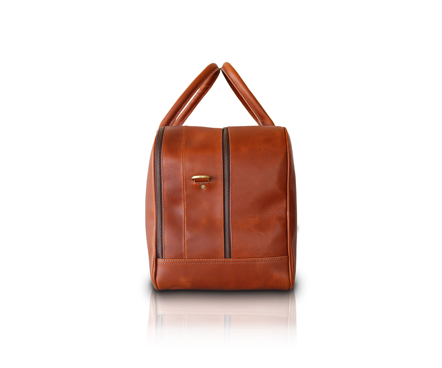 Leather Square Duffle Bag | Light Brown