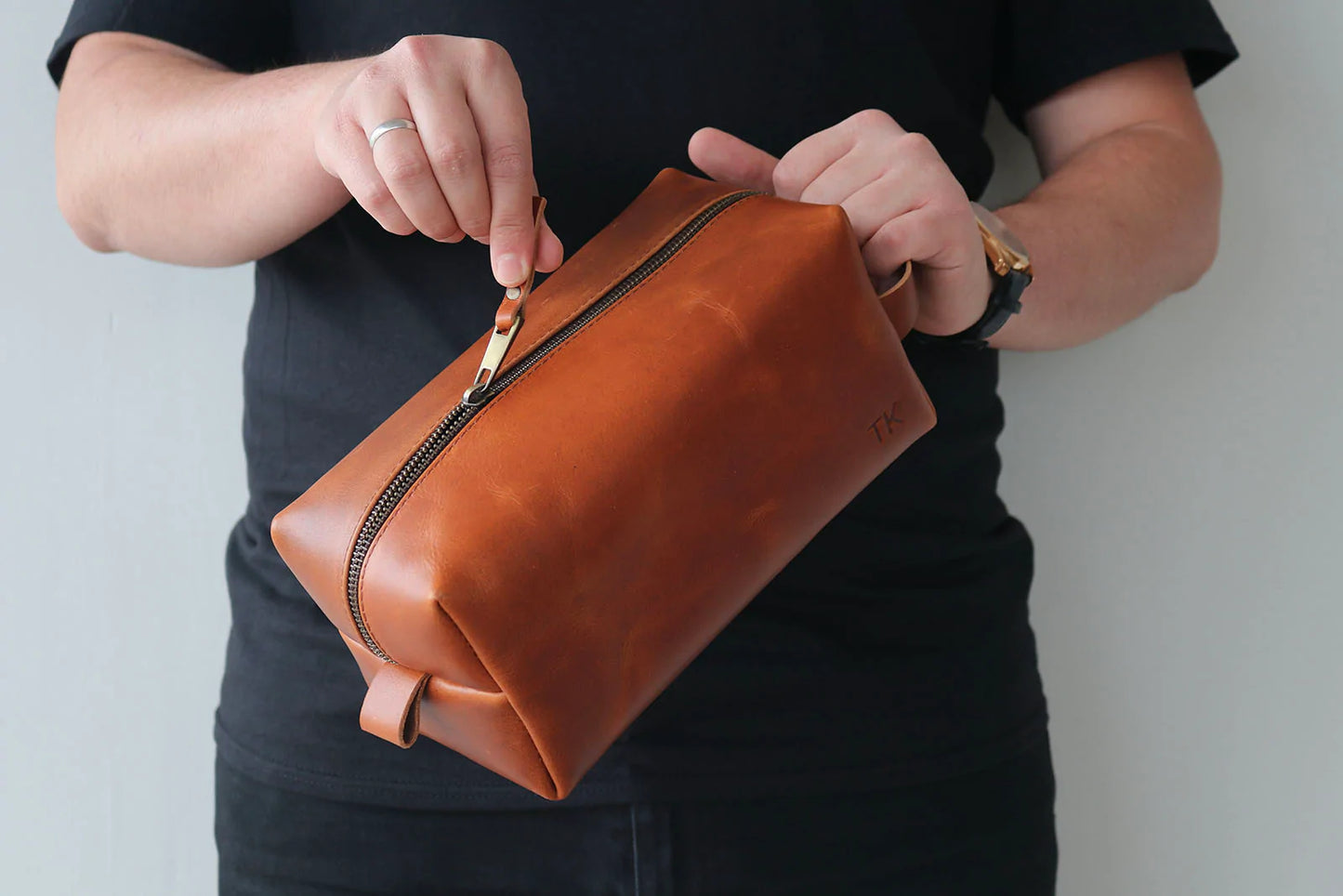 Personalized Groomsmen Gifts Dopp Bag | Light Brown