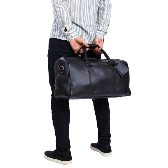 Load image into Gallery viewer, Leather Weekender Duffle Bag | Black
